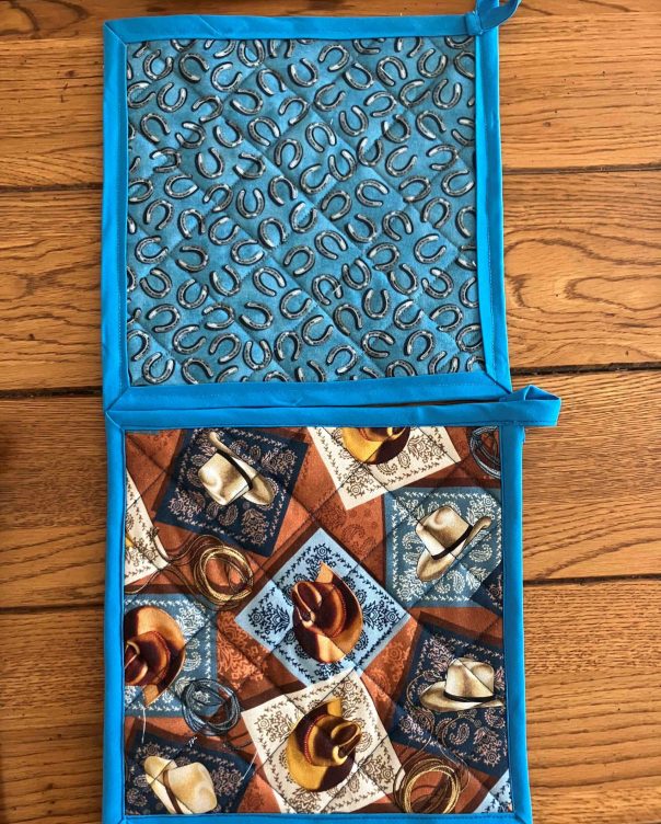 Cowboy Hats and Horse Shoes Hotpads